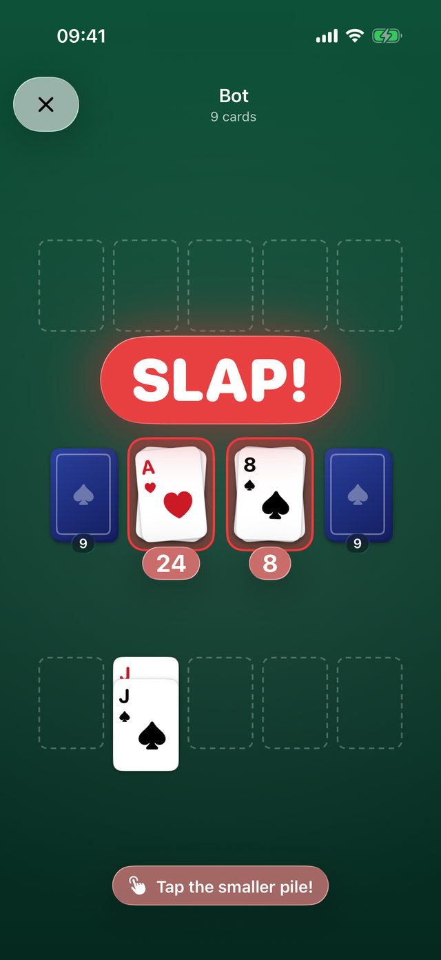 Spit slap signal: tap the smaller pile